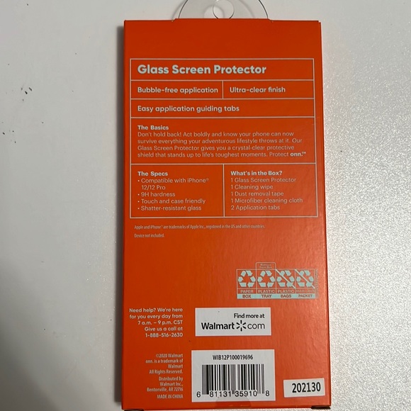 NWT Onn. Glass Screen Protector for iPhone 12 / 12 Pro - Picture 2 of 2